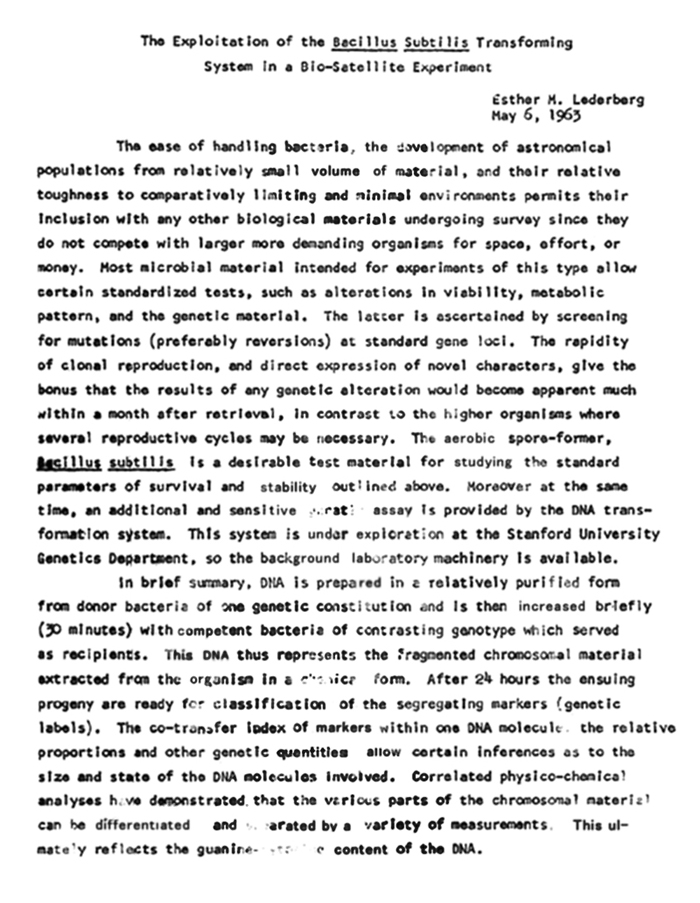 Exobiology Proposal 5-6-63 p1